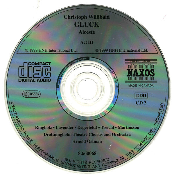 Christoph Willibald Gluck - Teresa Ringholz, Justin Lavender, Jonas Degerfeldt, Miriam Treichl, Lars Martinsson (3), Drottningholm Theatre Chorus And Drottningholm Theatre Orchestra, Arnold Östman : Alceste (3xCD, Album)