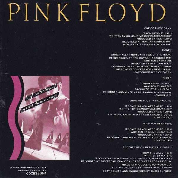 Pink Floyd : A Collection Of Great Dance Songs (CD, Comp, RE)