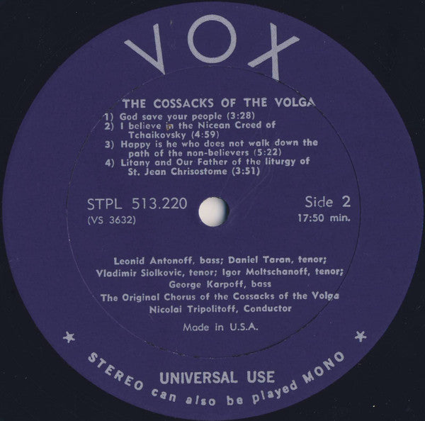 Nicolai Tripolitoff*, The Original Chorus Of The Cossacks Of The Volga : The Cossacks Of The Volga (LP)
