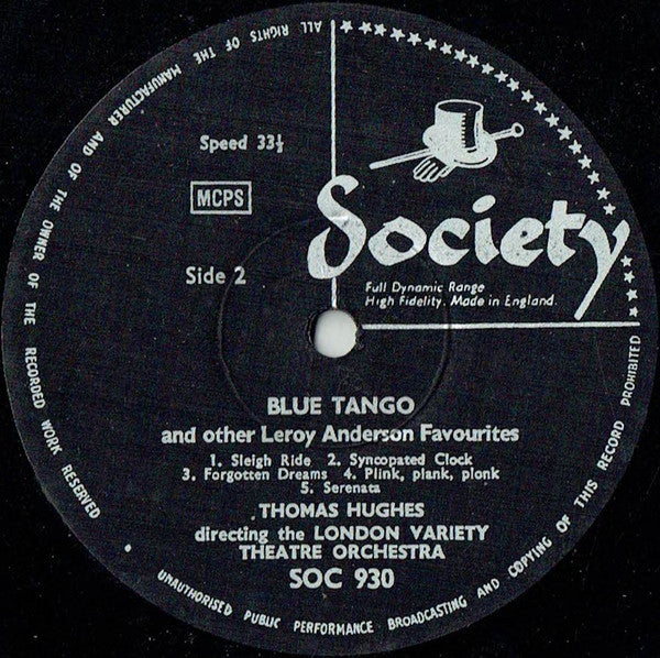 London Variety Theatre Orchestra, Thomas Hughes (6) : Blue Tango And Other Leroy Anderson Favourites (LP, Album)