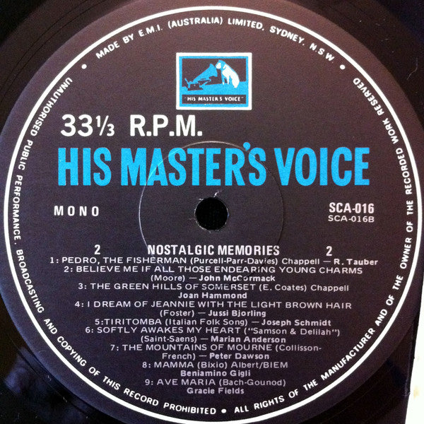 Various : Nostalgic Memories 18 Songs From The World's Greatest Singers (LP, Comp, Mono)