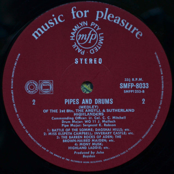 1st Bn Argyll & Sutherland Highlanders* : Pipes & Drums (LP, Album)