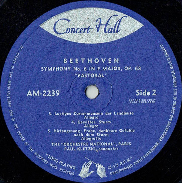 Beethoven*, The "Orchestre National", Paris*, Paul Kletzki : Symphony N° 6 In F Major, Op. 68 (Pastoral) (LP, Album)