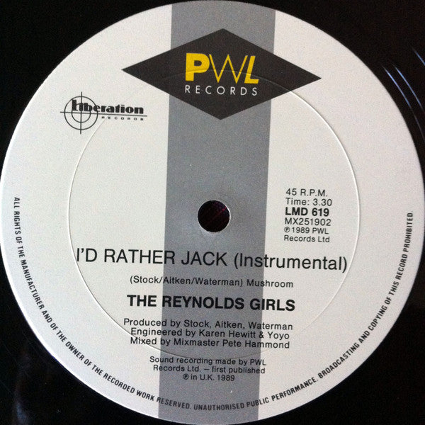 The Reynolds Girls : I'd Rather Jack (12")