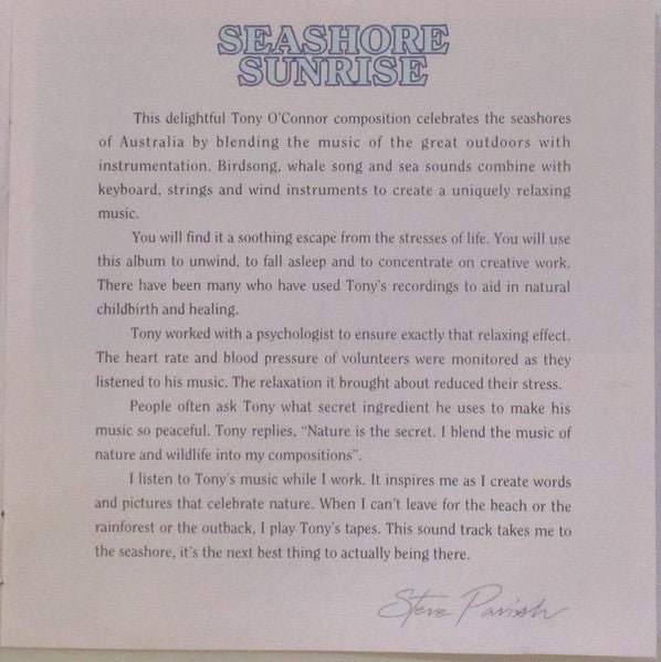 Tony O'Connor (2) : Seashore Sunrise (CD, Album, P/Mixed)