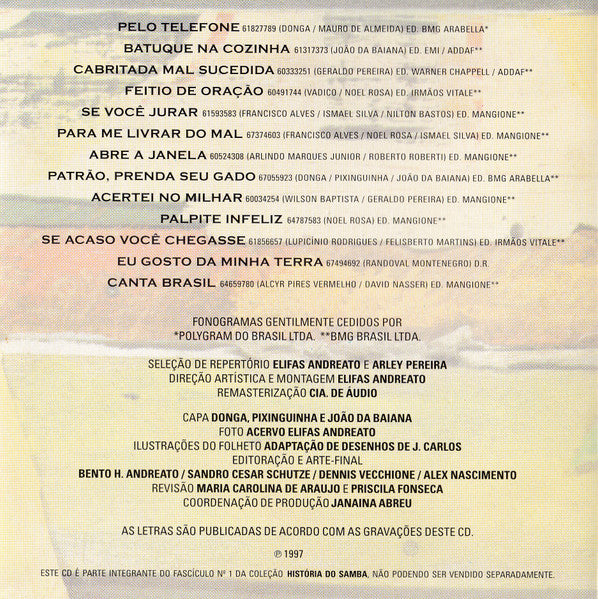 Various : Os Grandes Sambas Da História 1 (CD, Comp)