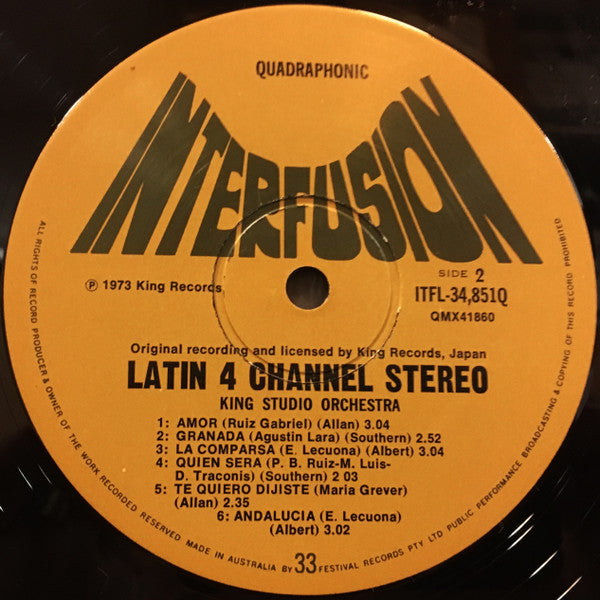 The King Studio Orchestra : Latin ~ 4 Channel Stereo (LP, Album, Quad)