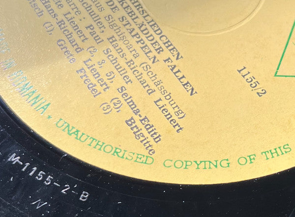 Grete Lienert-Zultner : Siebenbürgisch-Sächsische Lieder In Volkstümlichem Stil (10", Album, Mono, M/Print)