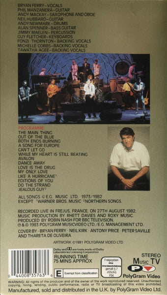 Roxy Music : The High Road (VHS, PAL)