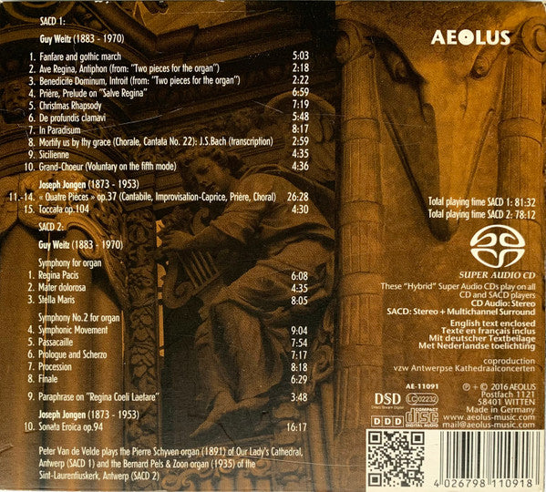 Guy Weitz / Joseph Jongen - Peter Van de Velde (3) : Complete Organ Works / Quatre Pièces; Toccata; Sonata Eroïca (2xSACD, Hybrid, Multichannel, Album)