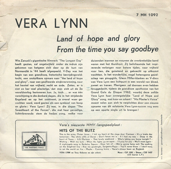 Vera Lynn Met Koor* En Orkest* : Land Of Hope And Glory (7", Single)