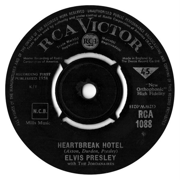 Elvis Presley With The Jordanaires : All Shook Up / Heartbreak Hotel (7", Single, RP)