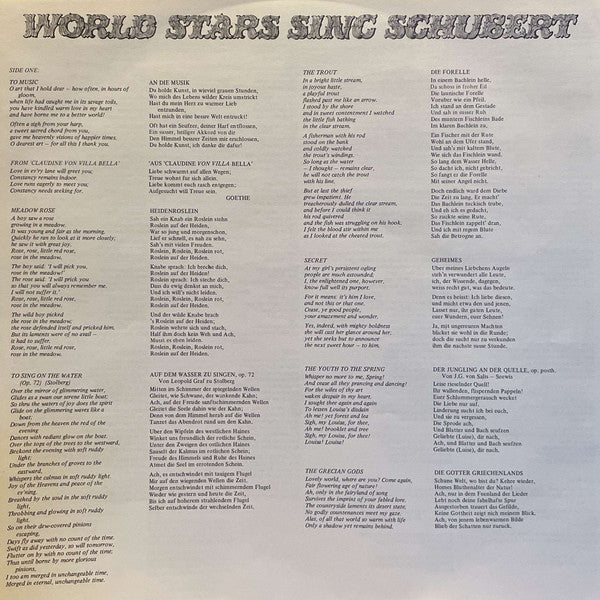 Franz Schubert : World Stars Sing Schubert (LP, Comp, Club)