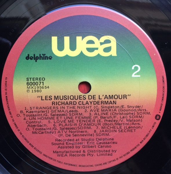 Richard Clayderman : Les Musiques De L'Amour (LP, Album)