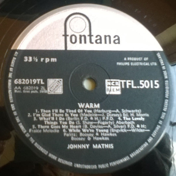Johnny Mathis With Percy Faith And His Orchestra* : Warm (LP, Album, RE)