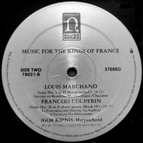 Igor Kipnis : Music For The Kings Of France: Suites By Francois and Louis Couperin and Louis Marchand (LP, Album, Club, Col)