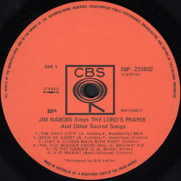 Jim Nabors : Jim Nabors Sings The Lord's Prayer And Other Sacred Songs (LP)