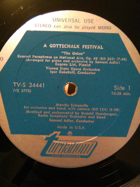 Louis Moreau Gottschalk, Eugene List, Orchester Der Wiener Staatsoper, Berliner Symphoniker, Igor Buketoff, Samuel Adler : A Gottschalk Festival (3xLP, RE + Box)