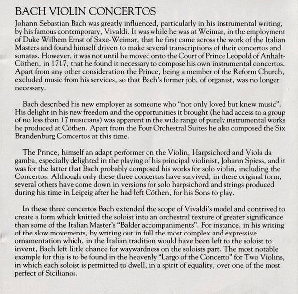 Bach* - The Scottish Chamber Orchestra*, Jaime Laredo : Violin Concertos (CD, Album)