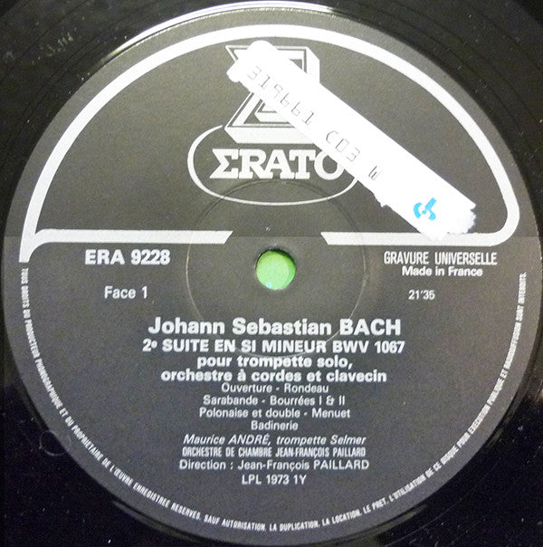 Maurice André, Johann Sebastian Bach : Suite No. 2 En Si Mineur BWV 1067 (Badinerie) / Duo De La Cantate BWV 78 ... (LP, Comp)