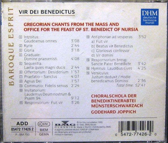 Choralschola Der Benediktinerabtei Münsterschwarzach, Godehard Joppich : Vir Dei Benedictus - Gregorian Chants From The Mass And Office For The Feast Of St. Benedict Of Nursia (CD, Album)