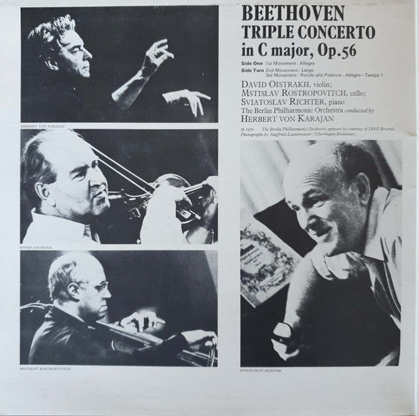 Beethoven* - The Berlin Philharmonic Orchestra*, David Oistrakh*, Rostropovich*, Richter*, Karajan* : Triple Concerto (LP, Album)