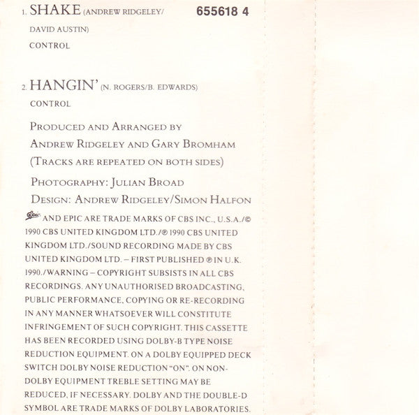 Andrew Ridgeley : Shake (Cass, Single)