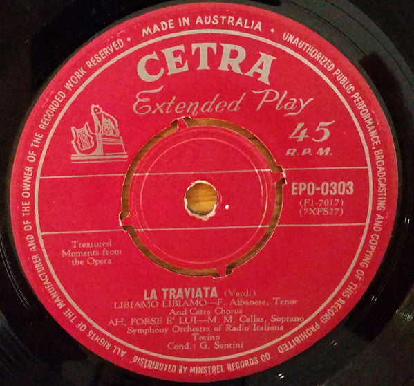 Maria Callas : Soprano Arias From La Traviata (7", EP)