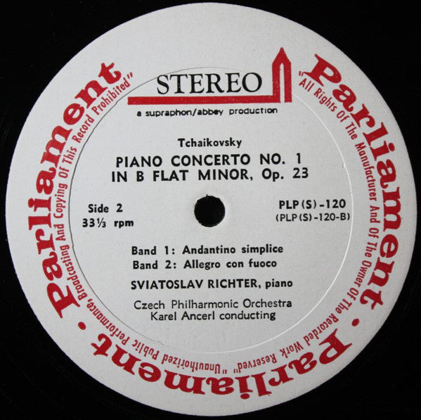 Sviatoslav Richter, Tchaikovsky*, The Czech Philharmonic Orchestra, Karel Ancerl* : Piano Concerto No. 1 In B Flat Minor Op. 23 (LP)