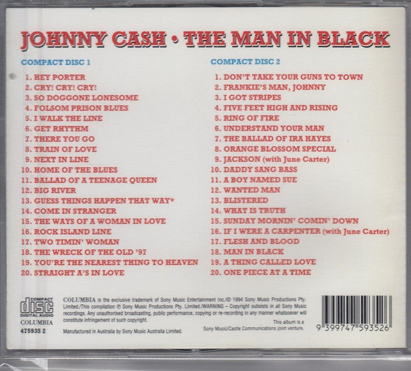 Johnny Cash : The Man In Black - 40 Greatest Hits (2xCD, Album, Comp)