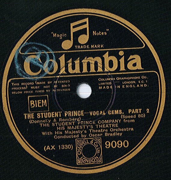 The Student Prince Company : The Student Prince - Vocal Gems (Shellac, 12", 80 RPM)