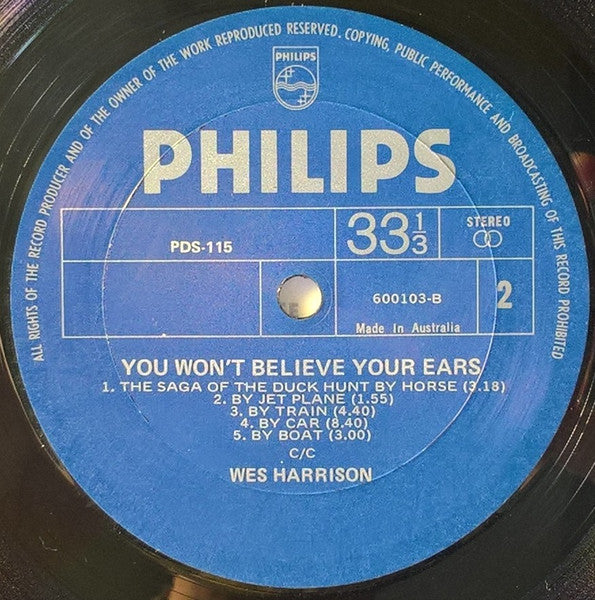 Wes Harrison : You Won't Believe Your Ears (LP, Album, RE)