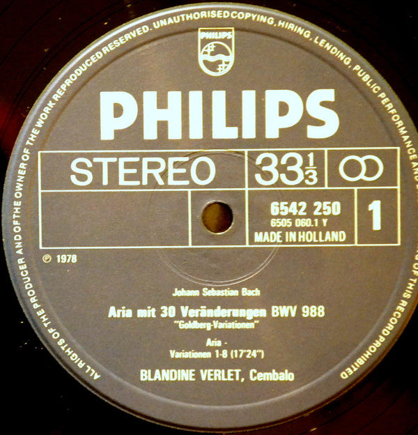 Johann Sebastian Bach, Blandine Verlet : Goldberg Variations BWV 988 (2xLP + Box)
