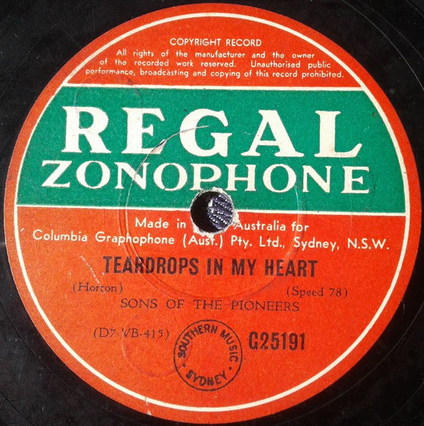 Sons Of The Pioneers* : You Don't Know What Lonesome Is / Teardrops In My Heart (Shellac, 10")