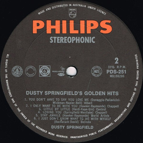 Dusty Springfield : Dusty Springfield's Golden Hits (LP, Comp)