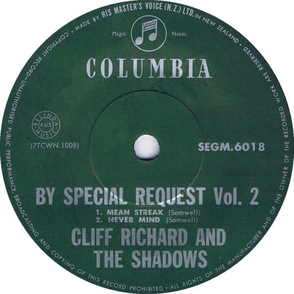 Cliff Richard & The Shadows : By Special Request Volume 2 (7", EP, Comp, Mono)