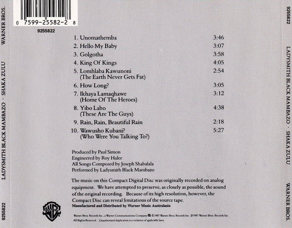 Ladysmith Black Mambazo : Shaka Zulu (CD, Album, RE)