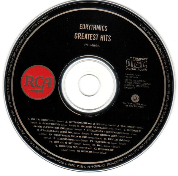 Eurythmics : Greatest Hits (CD, Comp, RE, SSD)