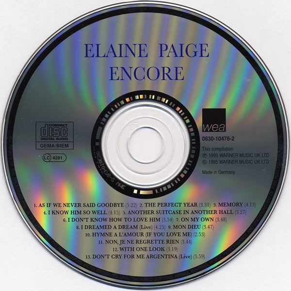 Elaine Paige : Encore (CD, Comp)