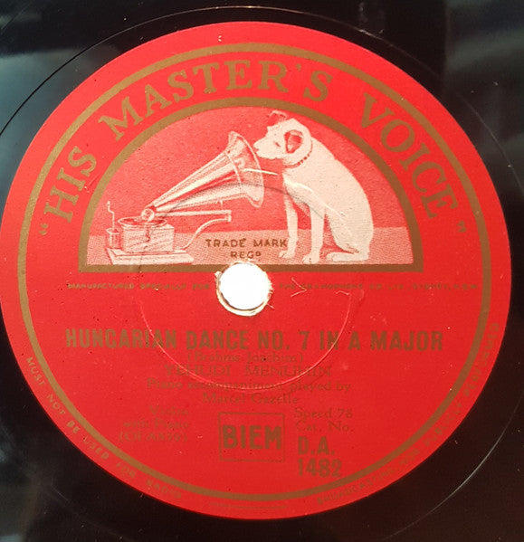 Yehudi Menuhin : Zapateado, Op. 23 / Hungarian Dance No. 7 In A Major (Shellac, 10")