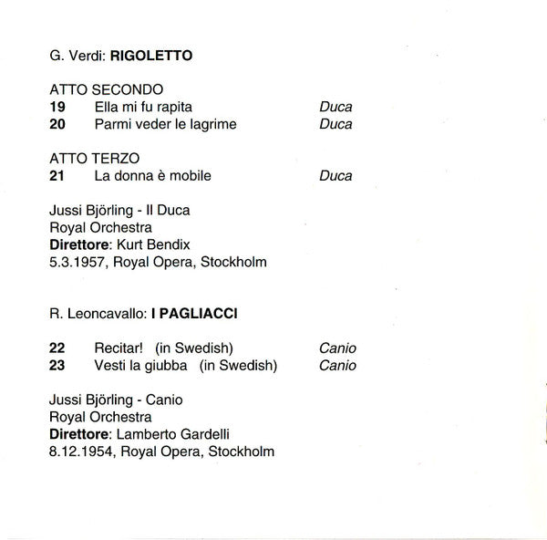 Jussi Björling : Jussi Björlings's Last Concert (CD, Album)