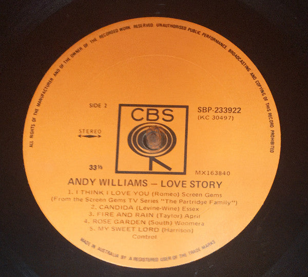 Andy Williams : Love Story (LP, Album)