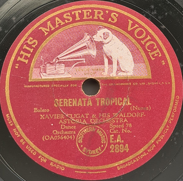 Xavier Cugat & His Waldorf-Astoria Orchestra* : The Rhumba-Cardi (The Rumba Of The Heart) / Serenata Tropical (Shellac, 10")