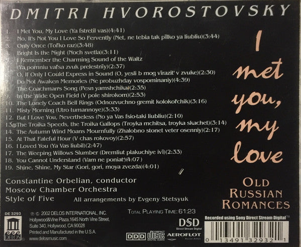 Dmitri Hvorostovsky : I Met You, My Love (CD, Album)