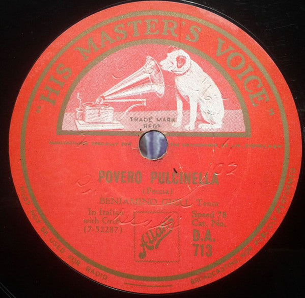 Beniamino Gigli : Funiculi, Funiculà / Povero Pulcinella (Shellac, 10")