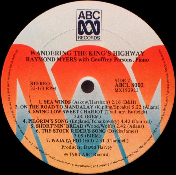 Raymond Myers (2) With Geoffrey Parsons (2) : Wandering The King's Highway (LP, Album)