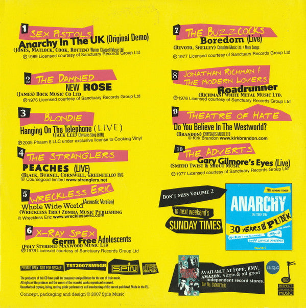 Various : Anarchy In The UK - 30 Years Of Punk - Volume 1 (CD, Comp, Promo)