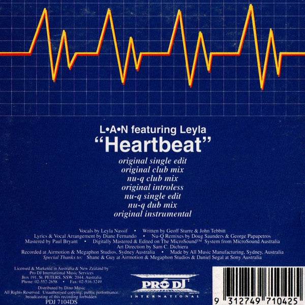 L.A.N* Featuring Leyla (2) : Heartbeat (CD, Single, Car)