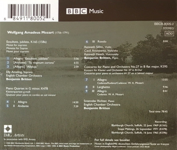 Mozart*, Sviatoslav Richter • Elly Ameling • English Chamber Orchestra • Benjamin Britten : Piano Concerto No.27 / Exsultate, Jubilate / Piano Quartet In G Minor (CD, RM)