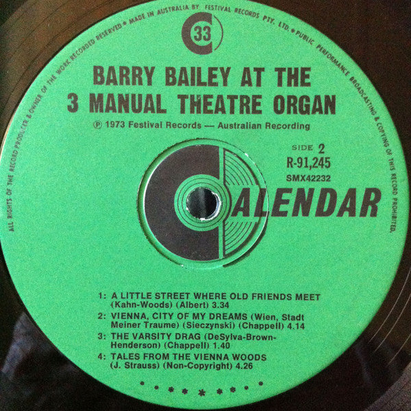 Barry Bailey (6) : Barry Bailey At The 3 Manual Theatre Organ (LP, Album)